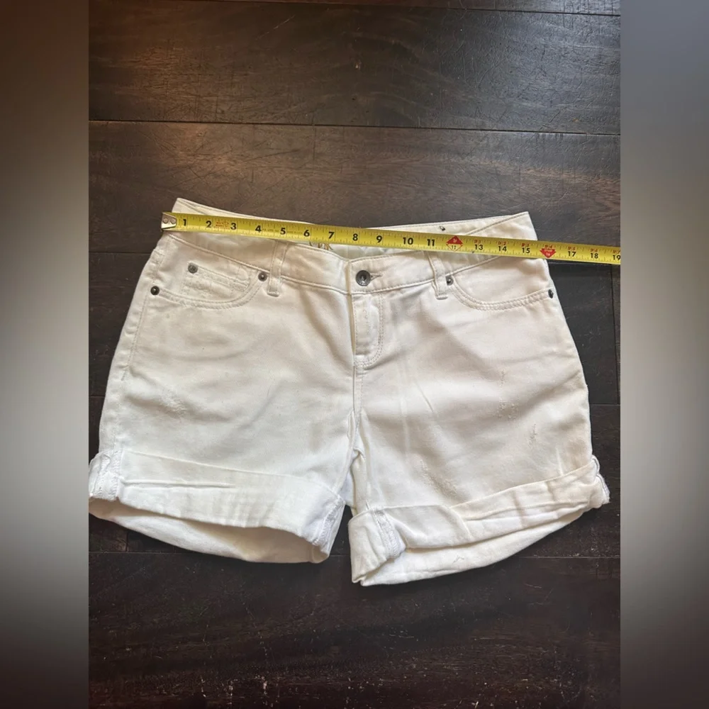 White Midrise Stretchy Denim Shorts